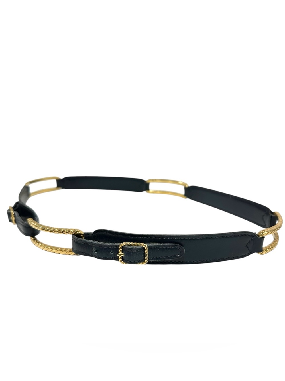Gucci Gold & Navy Blue Leather Adjustable Vintage Classic Slim Belt Size 72/28 - Picture 9 of 15